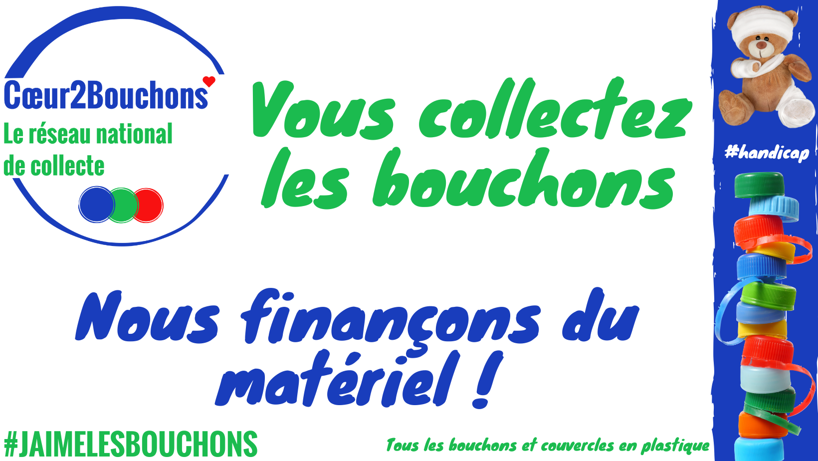 Collecte et recyclage de bouchons en plastique Association Coeur2Bouchons