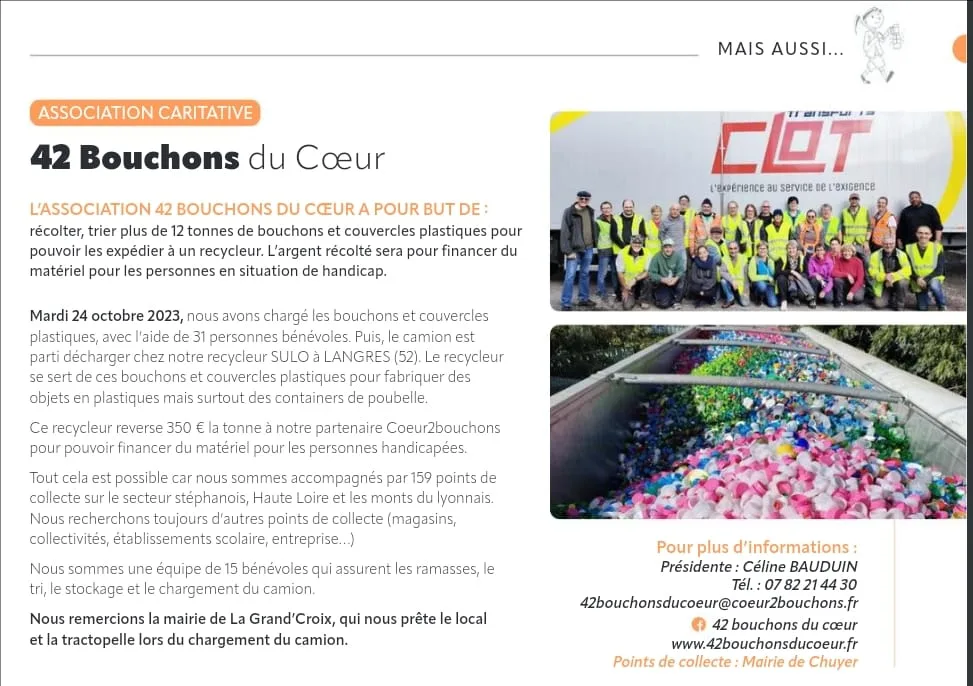 ICI collecte de bouchons avec Coeur2Bouchons France